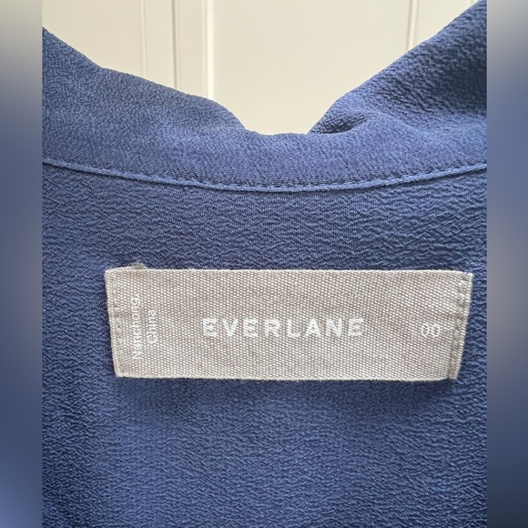 French Blue Washable Clean Silk Short-Sleeve Notch Shirt - Picture 3 of 3